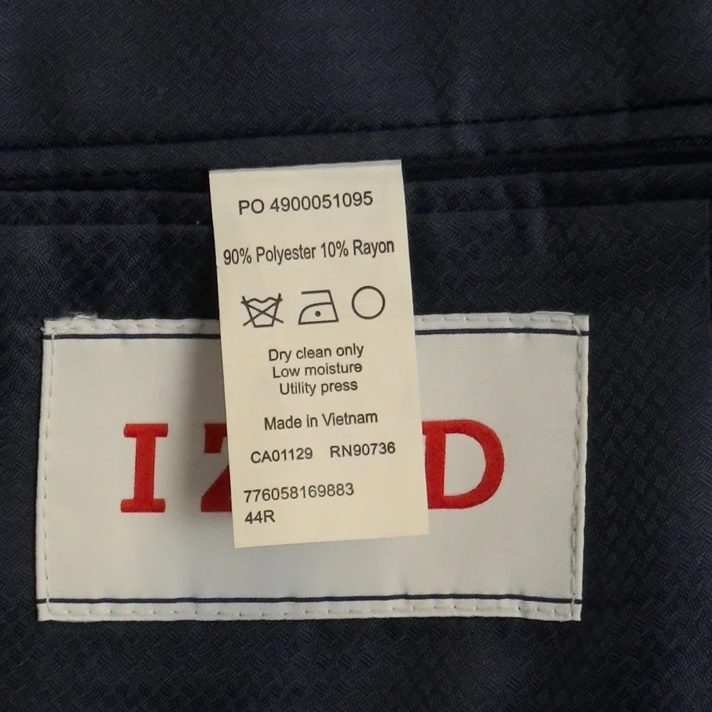 NEW IZOD Mens Suit Separate Blazer Navy Blue 2-Button Jacket 44R